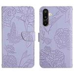 For Samsung Galaxy M36 5G Skin Feel Butterfly Embossed Flip Leather Phone Case(Purple)