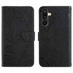 For Samsung Galaxy M36 5G Skin Feel Butterfly Embossed Flip Leather Phone Case(Black)