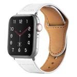 For Apple Watch 46mm / 49mm / 45mm / 44mm Reverse Buckle Genuine Leather Watch Band(White)