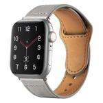 For Apple Watch 46mm / 49mm / 45mm / 44mm Reverse Buckle Genuine Leather Watch Band(Light Grey)