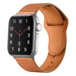 For Apple Watch 46mm / 49mm / 45mm / 44mm Reverse Buckle Genuine Leather Watch Band(Brown)