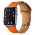 For Apple Watch 42mm / 41mm / 40mm / 38mm Reverse Buckle Genuine Leather Watch Band(Orange)
