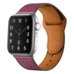For Apple Watch 42mm / 41mm / 40mm / 38mm Reverse Buckle Genuine Leather Watch Band(Wine Red)