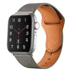 For Apple Watch 42mm / 41mm / 40mm / 38mm Reverse Buckle Genuine Leather Watch Band(Dark Grey)