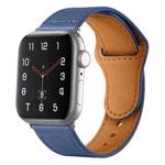 For Apple Watch 42mm / 41mm / 40mm / 38mm Reverse Buckle Genuine Leather Watch Band(Midnight Blue)