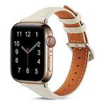 For Apple Watch 46mm / 49mm / 45mm / 44mm Small Waist Drop Buckle Genuine Leather Watch Band(Ivory White)