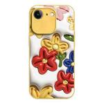 For iPhone 7 / 8 / SE 2022 Liquid Glass TPU Soft Edge Shockproof Phone Case(Tricolor Flower)