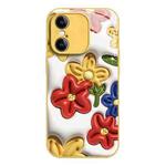 For iPhone XS Max Liquid Glass TPU Soft Edge Shockproof Phone Case(Tricolor Flower)