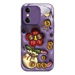 For iPhone XS Max Liquid Glass TPU Soft Edge Shockproof Phone Case(Money Bag Flower)