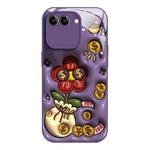 For iPhone 7 Plus / 8 Plus Liquid Glass TPU Soft Edge Shockproof Phone Case(Money Bag Flower)