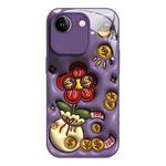 For iPhone 16e Liquid Glass TPU Soft Edge Shockproof Phone Case(Money Bag Flower)