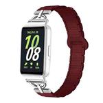 For Samsung Galaxy Fit3 D-shaped Tri-beads Magnetic Silicone Watch Band(Wine Red)