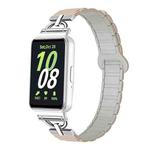 For Samsung Galaxy Fit3 D-shaped Tri-beads Magnetic Silicone Watch Band(Milk Tea Rock White)