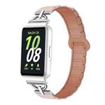 For Samsung Galaxy Fit3 D-shaped Tri-beads Magnetic Silicone Watch Band(Pink Rose Gray)