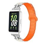 For Samsung Galaxy Fit3 D-shaped Tri-beads Magnetic Silicone Watch Band(Starlight Orange)