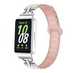 For Samsung Galaxy Fit3 D-shaped Tri-beads Magnetic Silicone Watch Band(Starlight Pink Sand)