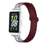 For Samsung Galaxy Fit3 D-shaped Tri-beads Magnetic Silicone Watch Band(Smoky Purple Wine Red)