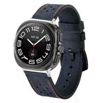For Samsung Galaxy Watch Ultra 47mm Hole Retro Leather Watch Band(Blue)