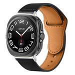 For Samsung Galaxy Watch Ultra 47mm Rivet Reverse Buckle Leather Watch Band(Black)