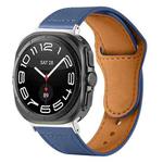 For Samsung Galaxy Watch Ultra 47mm Rivet Reverse Buckle Leather Watch Band(Midnight Blue)