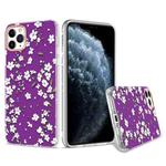 For iPhone 11 Pro 3D Cherry Blossom Painted TPU Protective Case(Purple)