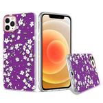 For iPhone 12 mini 3D Cherry Blossom Painted TPU Protective Case(Purple)