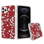 For iPhone 12 / 12 Pro 3D Cherry Blossom Painted TPU Protective Case(Red)