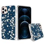 For iPhone 12 Pro Max 3D Cherry Blossom Painted TPU Protective Case(Blue)
