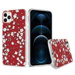 For iPhone 12 Pro Max 3D Cherry Blossom Painted TPU Protective Case(Red)