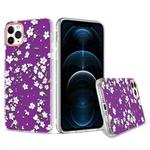For iPhone 12 Pro Max 3D Cherry Blossom Painted TPU Protective Case(Purple)