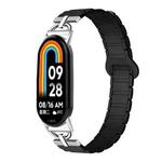 For Xiaomi Smart Band 10 / 9 / 8 D-shaped Tri-beads Magnetic Silicone Watch Band(Black)