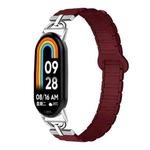 For Xiaomi Smart Band 10 / 9 / 8 D-shaped Tri-beads Magnetic Silicone Watch Band(Wine Red)