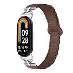 For Xiaomi Smart Band 10 / 9 / 8 D-shaped Tri-beads Magnetic Silicone Watch Band(Chocolate Color)