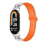 For Xiaomi Smart Band 10 / 9 / 8 D-shaped Tri-beads Magnetic Silicone Watch Band(Starlight Orange)