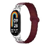 For Xiaomi Smart Band 10 / 9 / 8 D-shaped Tri-beads Magnetic Silicone Watch Band(Smoky Purple Wine Red)