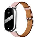 For Xiaomi Smart Band 10 / 9 / 8 Slim Silver Buckle Leather Watch Band(Pink)
