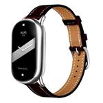 For Xiaomi Smart Band 10 / 9 / 8 Slim Silver Buckle Leather Watch Band(Black)