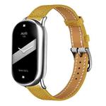 For Xiaomi Smart Band 10 / 9 / 8 Slim Silver Buckle Leather Watch Band(Litchi Texture Brown)