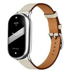 For Xiaomi Smart Band 10 / 9 / 8 Slim Silver Buckle Leather Watch Band(Creamy White)