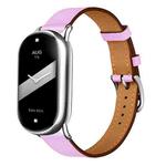For Xiaomi Smart Band 10 / 9 / 8 Slim Silver Buckle Leather Watch Band(Light Purple)