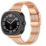 For Samsung Galaxy Watch Ultra 47mm Turtle Buckle Five Beads Stainless Steel Watch Band(Rose Gold)