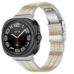 For Samsung Galaxy Watch Ultra 47mm Turtle Buckle Five Beads Stainless Steel Watch Band(Silver Gold)