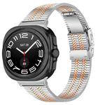 For Samsung Galaxy Watch Ultra 47mm Turtle Buckle Five Beads Stainless Steel Watch Band(Silver Rose Gold)