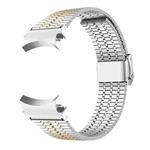 For Samsung Galaxy Watch 7 / 6 / 5 / 4 Seven Beads Buckle Stainless Steel Watch Band(Silver Gold)