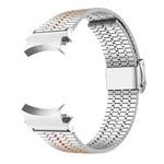For Samsung Galaxy Watch 7 / 6 / 5 / 4 Seven Beads Buckle Stainless Steel Watch Band(Silver Rose Gold)