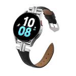 20mm H-shaped Metal Buckle Leather Watch Band(Black)