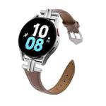 20mm H-shaped Metal Buckle Leather Watch Band(Cocoa Color)