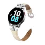 20mm H-shaped Metal Buckle Leather Watch Band(Creamy White)