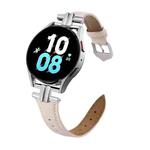 20mm H-shaped Metal Buckle Leather Watch Band(Light Pink)