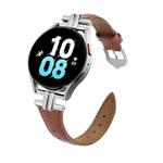 20mm H-shaped Metal Buckle Leather Watch Band(Brown)